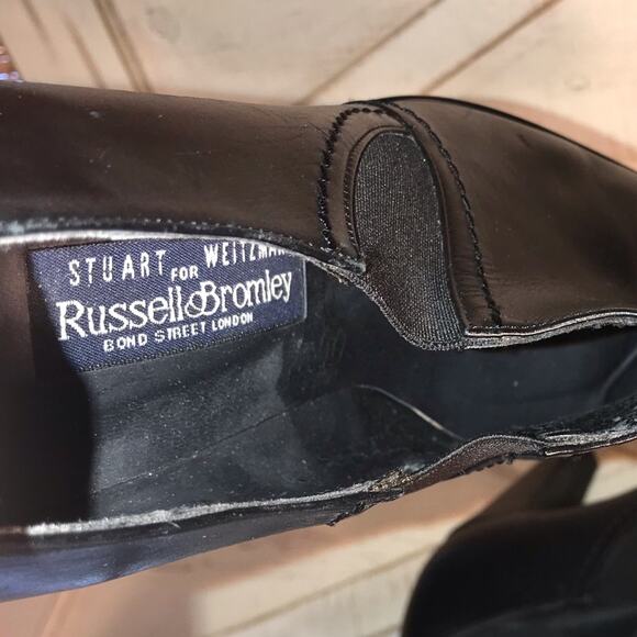 Vintage 90s Stuart Weitzman Black Leather Square Toe Ankle Booties 9.5 - Picture 4 of 6